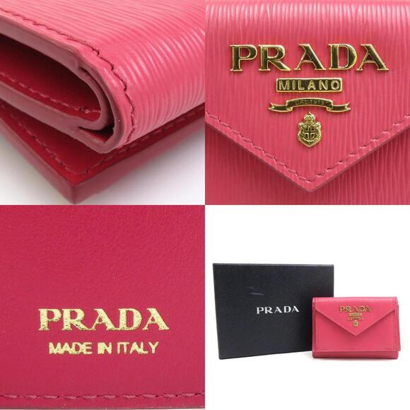 Prada PRADA Tri-fold Leather Wallet, Pink, Women's, 1MH021, 56495g - Picture 5 of 5